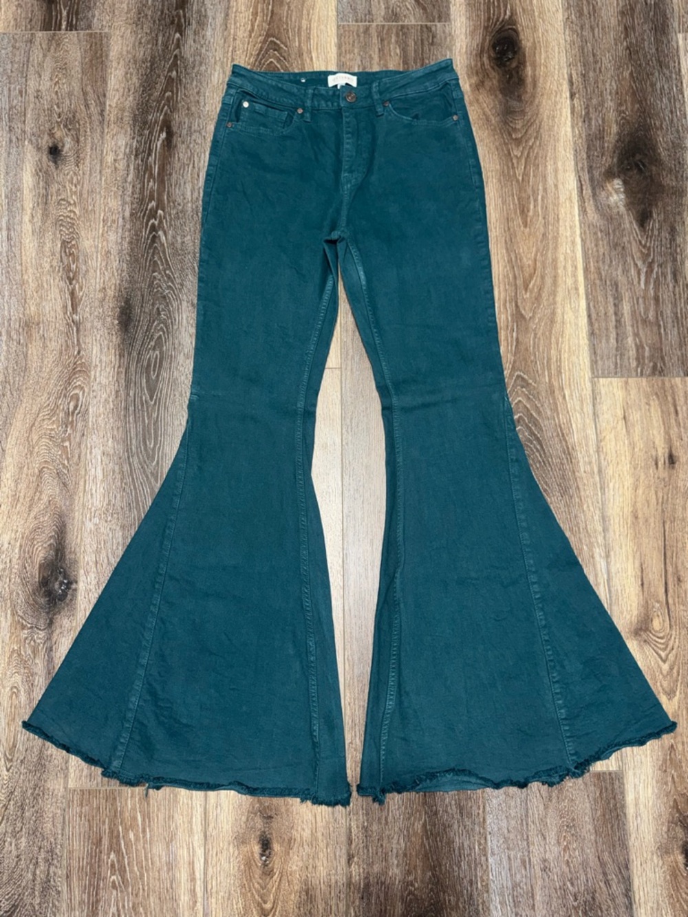 SHYANNE WOMEN'S HIGH RISE SUPER FLARE JEANS in Deep Teal Size 30